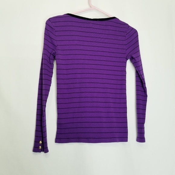 Lauren Ralph Lauren Long Sleeve Stripe Sweater | PS purple black pullover - Picture 2 of 8